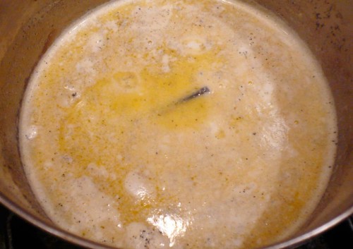 Vanilla bean and potatoes simmering