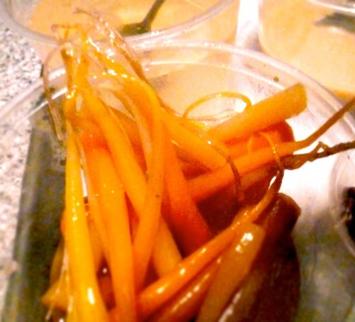 Glazed carrot tips