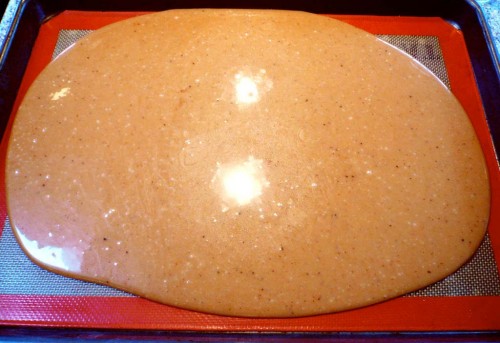 Cooling the caramel base on a silicone mat