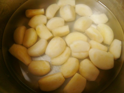 Boiling the garlic