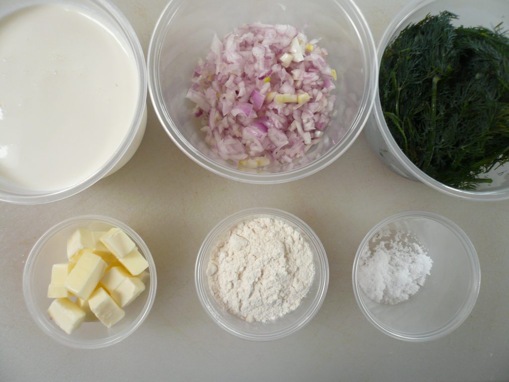 Mise en place for dill sauce
